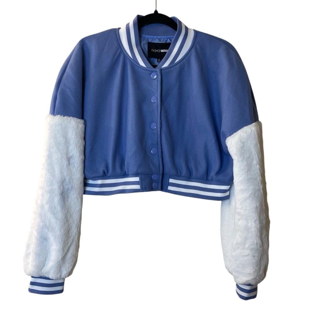 Fashion Nova Cropped Varsity Jacket Sz XL
